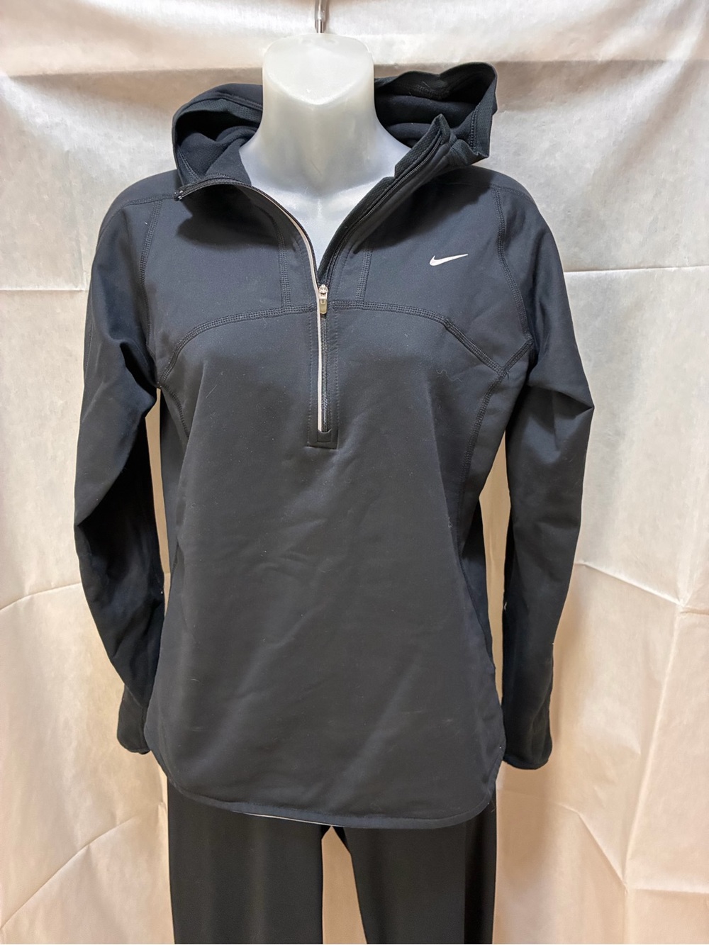 Nike Black Hooded Half-Zip Pullover